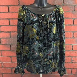 Jeanology Collection Woman's Size 8 Sheer‎ Floral Long Sleeve Top – Elegant
